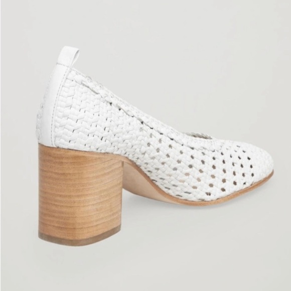 COS Braided White Leather Shoes with Block Funky Heels Size 9 - Picture 3 of 15